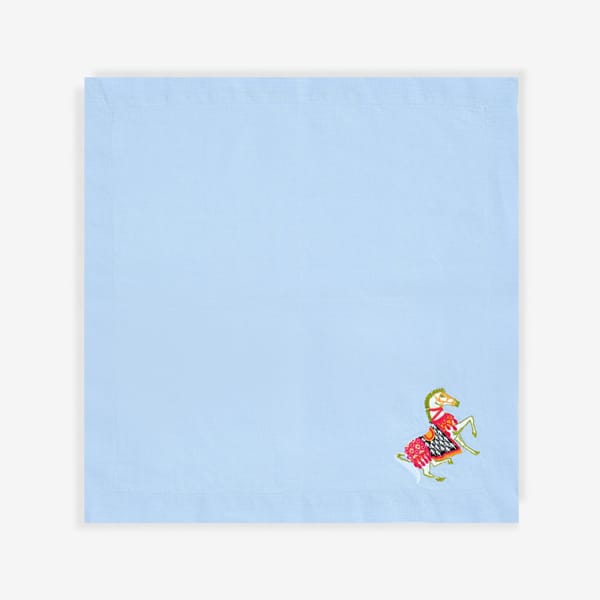 sazy Stella Embroidered Set of 2 Napkins, Blue - embroidered napkins