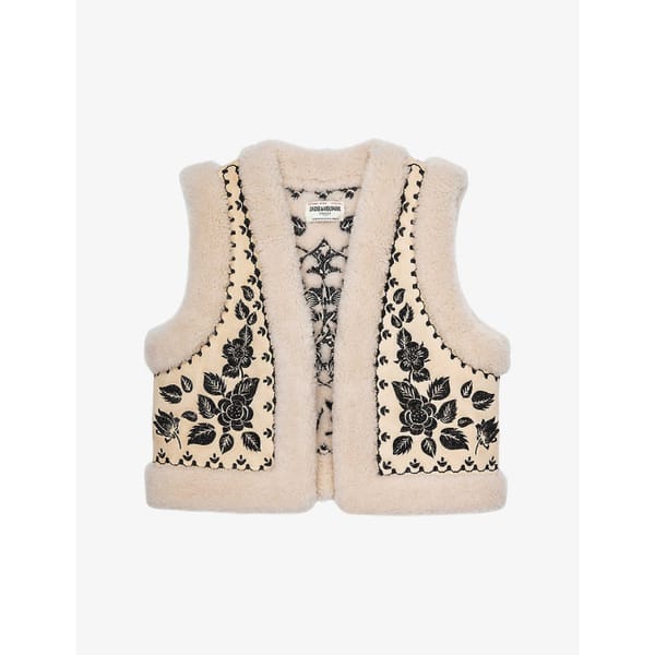 selfrdiges zadig voltaire feti floral embroidered sheepskin cardigan