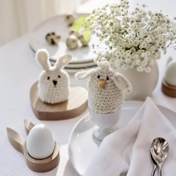 White Bunny Egg Cosies Set of 2