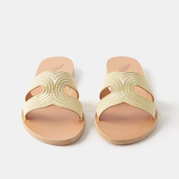 embroidered leather sandals - Grecian style