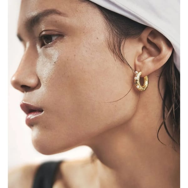 Anni Lu Women's Gem in a Hoop - Gold -chunky gold hoops