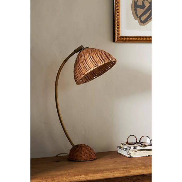 anthropologie rattan desk lamp - - rattan furniture