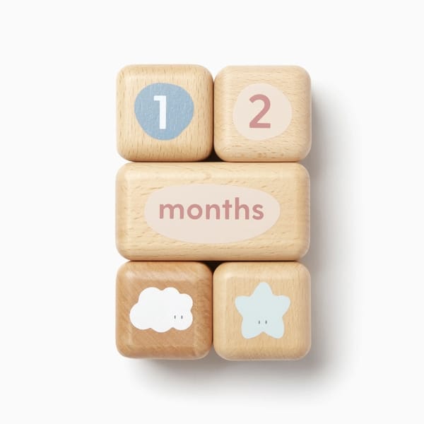 baby mori Wooden Baby Milestone Blocks- newborn baby gifts