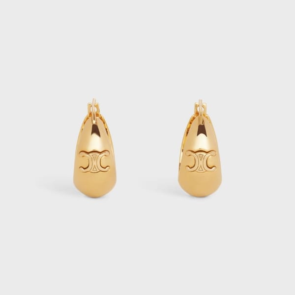 celine TRIOMPHE LARGE EARRINGS IN BRASS WITH GOLD FINISH -chunky gold hoops