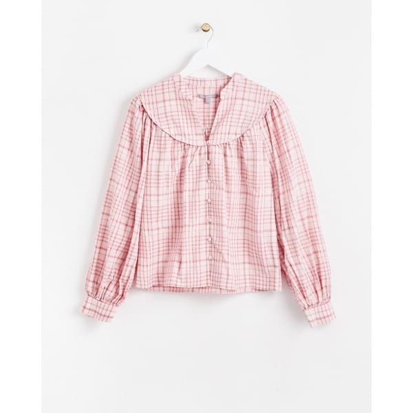 Check Print Tonal Pink Blouse - oliver bonas fashion