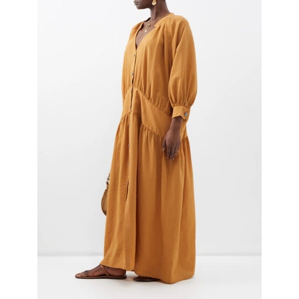 FORTELA Violet crepe maxi dress orange - Grecian style