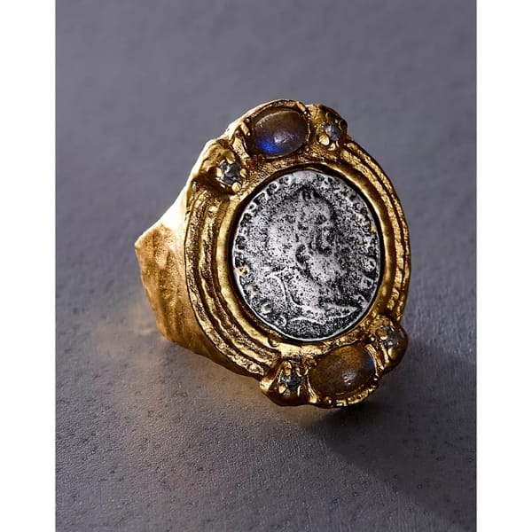 Labradorite Coin Ring - Grecian style