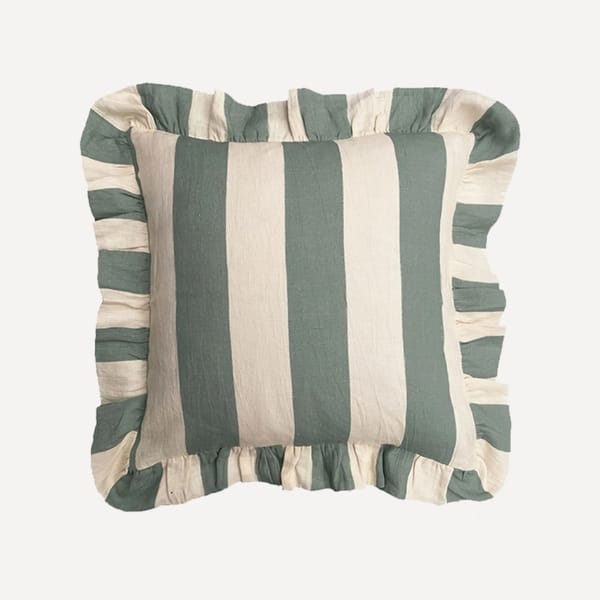 glassette AMUSE LA BOUCHE Sea Green Extra Wide Stripe Cushion Cover - easy home update