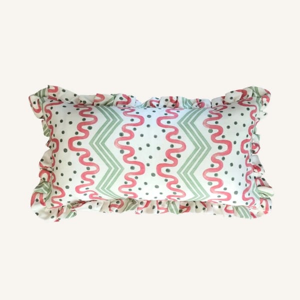 glassette OTTOLINE Madame Ziggle in Green and Pink Cushion - easy home update