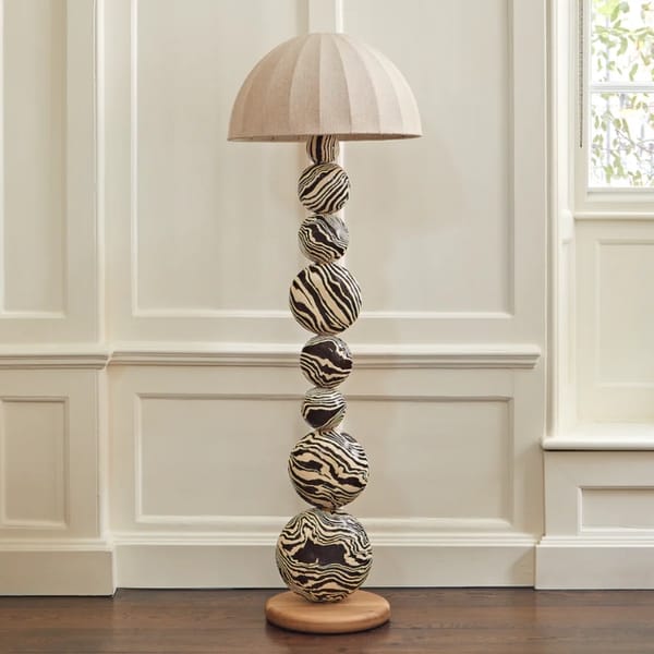 HENRY HOLLAND STUDIO BROWN _ WHITE CERAMIC _TALL_ FLOOR LAMP