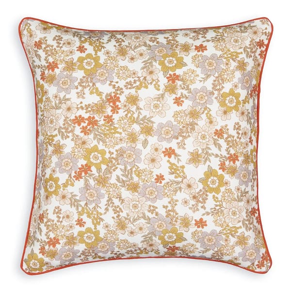 la redoute Andria Vintage Floral Cotton and Linen Blend Square Cushion Cover