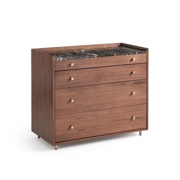 la redoute Noham Walnut and Amber Marble Chest of Drawers