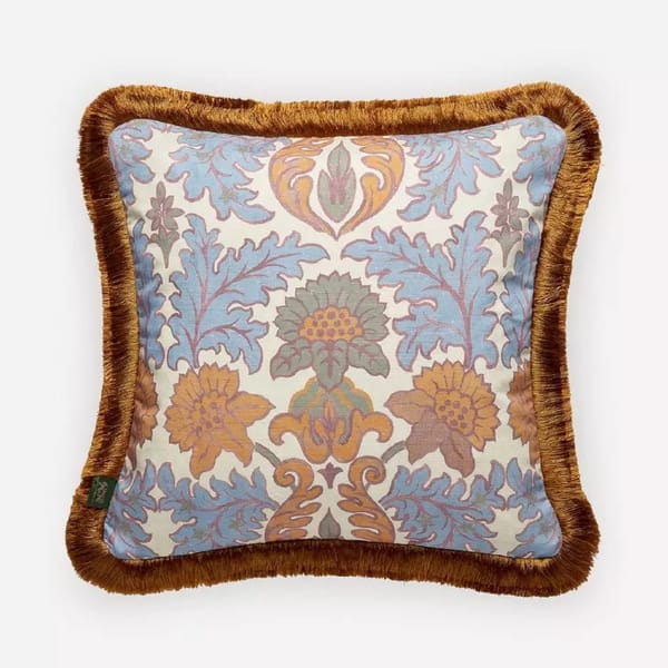 liberty HOUSE OF HACKNEY Emania Medium Cotton-Linen Fringed Cushion - easy home update