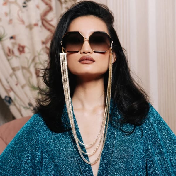 linda farrow CRYSTAL CHAIN - retro sunglasses