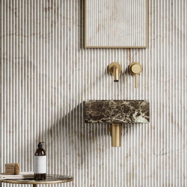 lusso stone DARK EMPERADOR MARBLE VASEL WALL HUNG BASIN