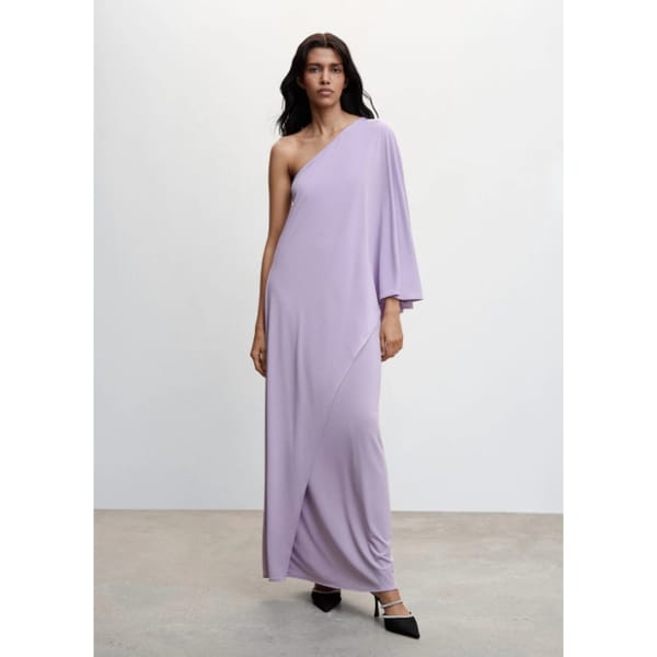 MANGO Asymmetrical sleeve dress lilac - Grecian style