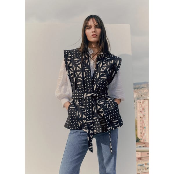 mango Two-tone embroidered waistcoat - spring gilet