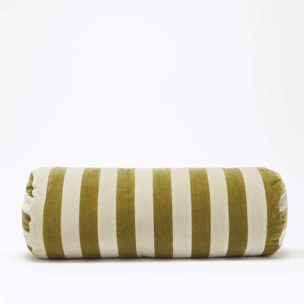 matchhesfashion CHRISTINA LUNDSTEEN Cylindrical striped cotton-velvet bolster cushion - easy home update