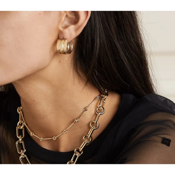 netaporter LAURA LOMBARDI Mini Grazia recycled gold-plated hoop earrings -chunky gold hoops