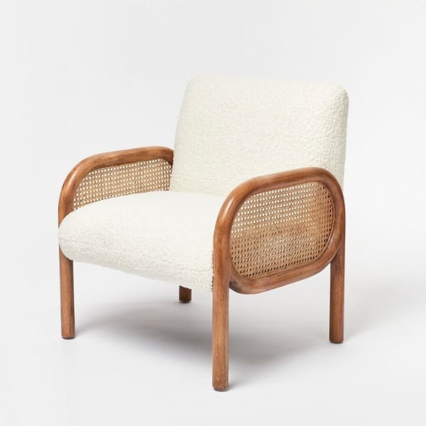 oliver bonas boucle rattan chair - rattan furniture