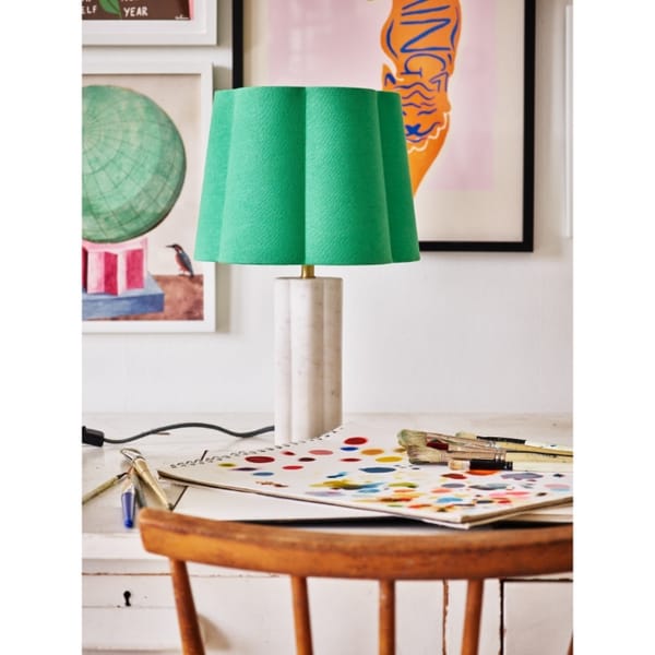 oliver bonas Daisy Scallop Marble Green Table Lamp