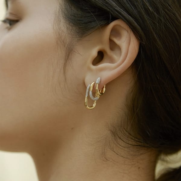 Otiumberg Small Demi-Pavé Staple Hoop -chunky gold hoops