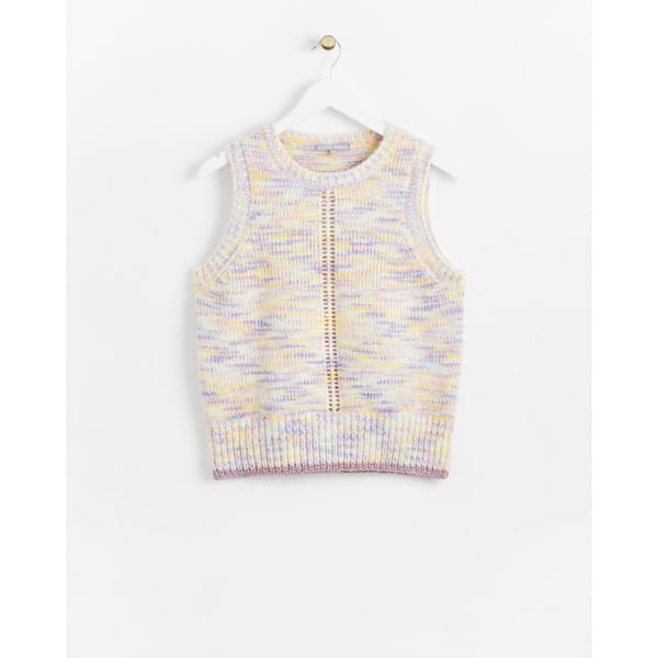 Purple & Yellow Nepped Knitted Tank Top - oliver bonas fashion