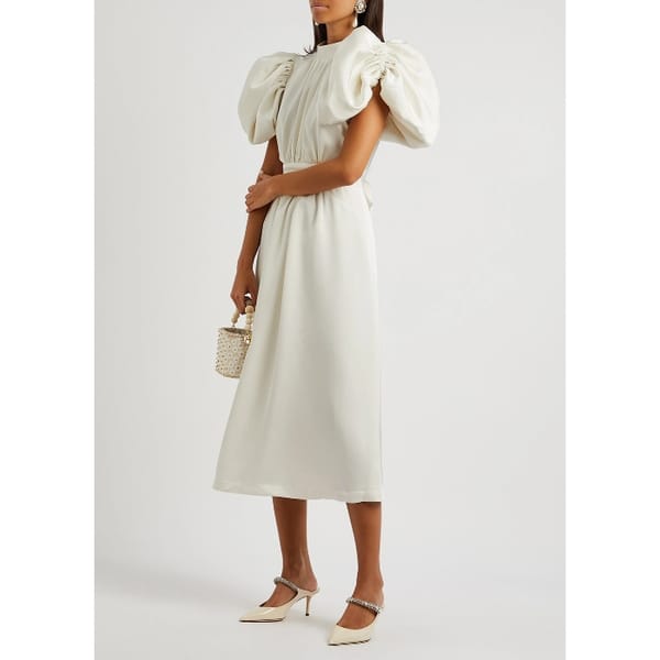 ROTATE BIRGER CHRISTENSEN Noon cream satin midi dress - spring fashion 2023