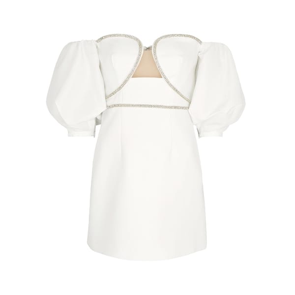 SELF-PORTRAIT Off-the-shoulder embellished mini dress - spring fashion 2023