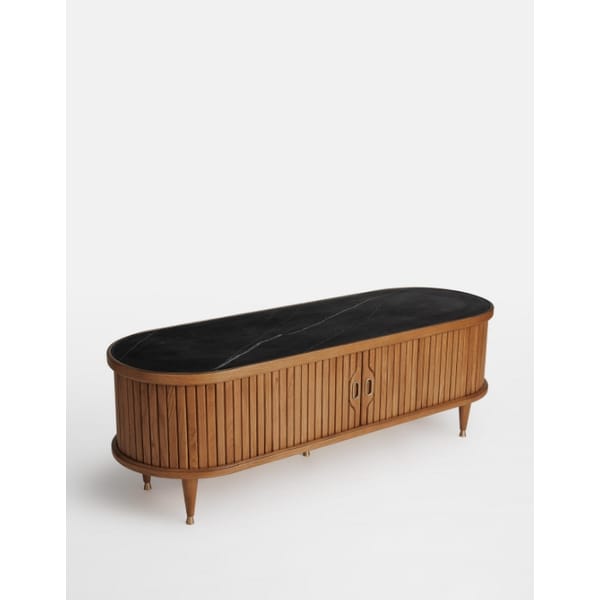 soho home Nora Tambour Media Unit, Black Marquina Marble
