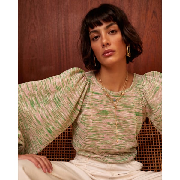Space Dye Sparkle Green Jumper - oliver bonas fashion