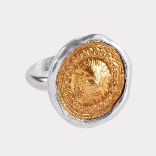 Goddess Charms Sun God Ring Silver/Gold - Grecian style