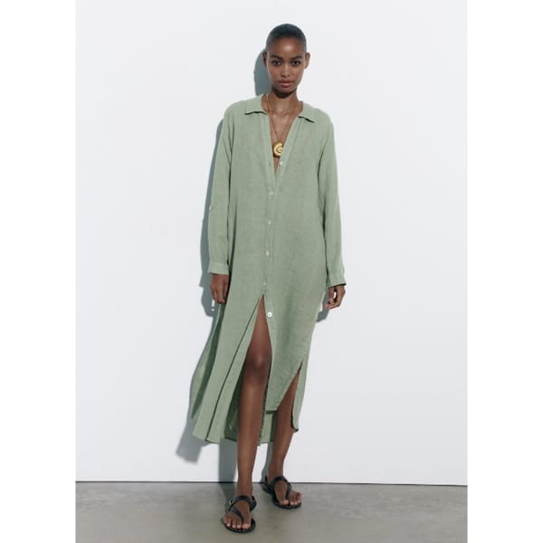 ZARA LINEN TUNIC WITH SIDE VENTS, - Grecian style