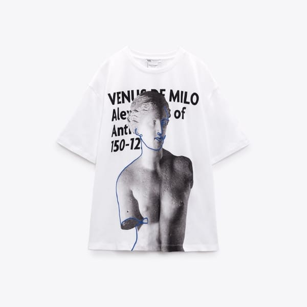 zara venus di milo goddess tshirt white and black - Grecian style