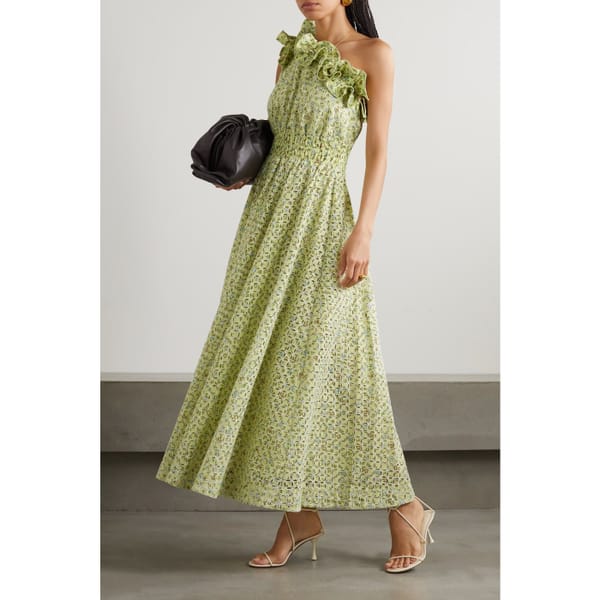 ALÉMAIS Maeve one-shoulder floral-print broderie anglaise cotton maxi dress