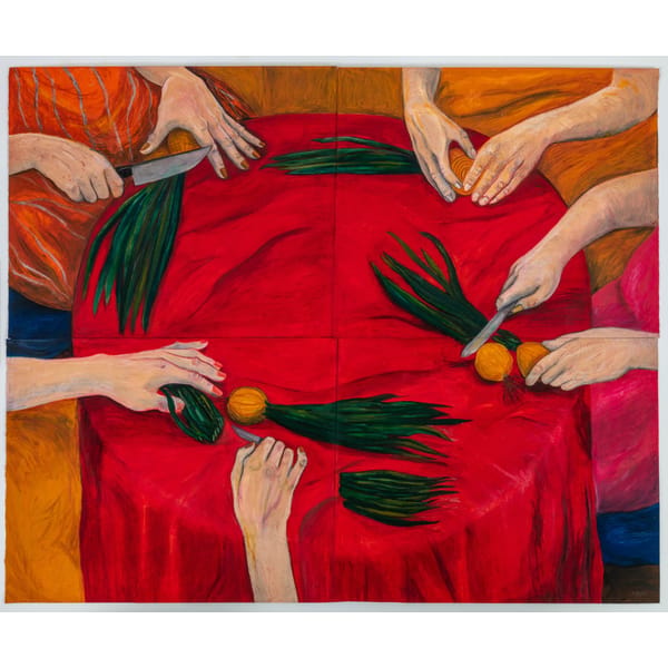 ALICJA BIALA - Four Women Crying, 2022, oil pastel on paper, 109x98 cm - buying art