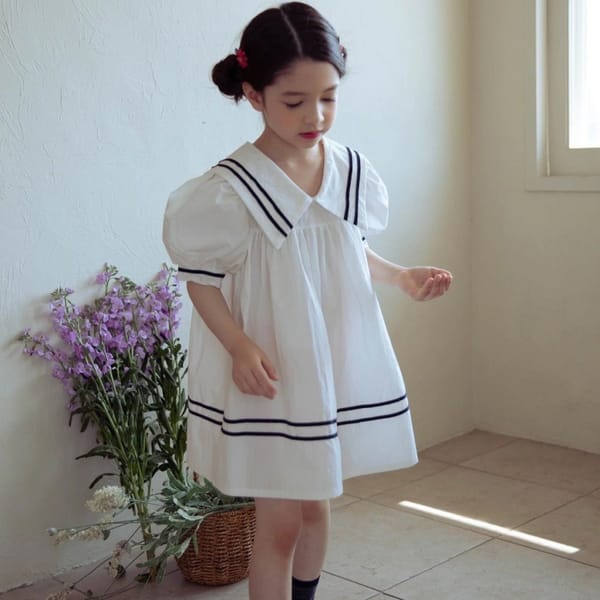 Elodie Sailor Collar Puff Sleeve Party - party dresses for girls