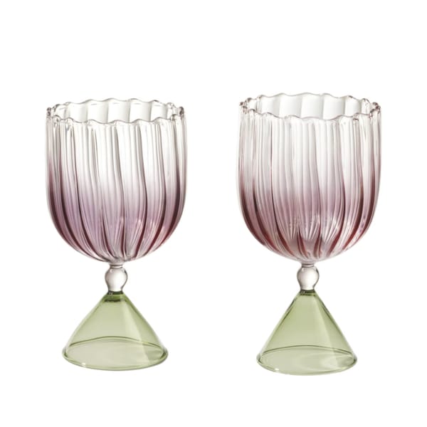 Serena Confalonieri SET OF 2 CALYPSO PINK WATER/WINE GLASSES - dessert bowls
