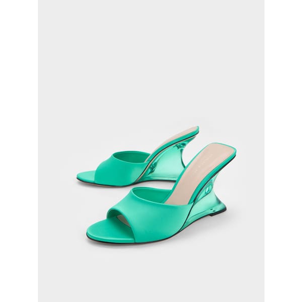 CHARLES & KEITH Recycled Polyester Sculptural Heel Wedges