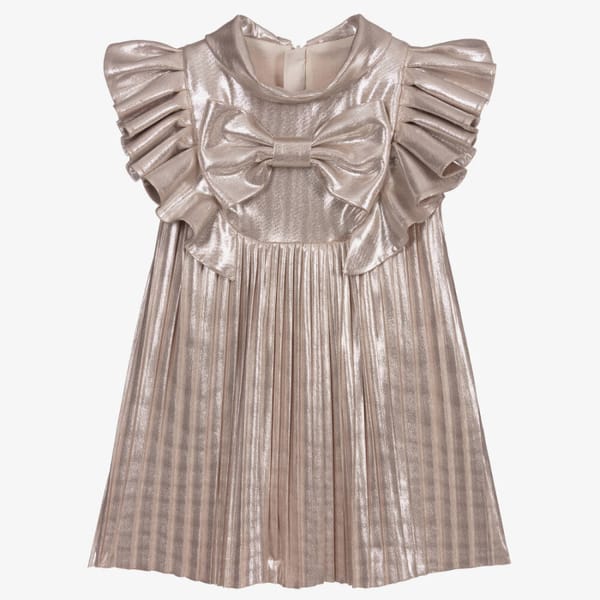 Silver Metallic Pleated Dress - party dresses for girls
