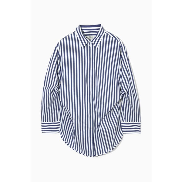 cos OVERSIZED WAISTED STRIPED SHIRT - striped shirts