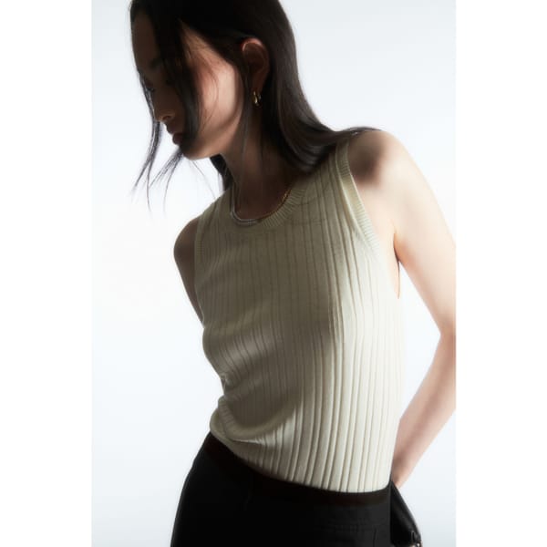 cos RIBBED-KNIT SILK TANK TOP - quiet luxury