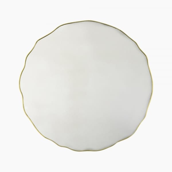 Freya Wavy Wall Mirror, Champagne Brass - statemen mirror