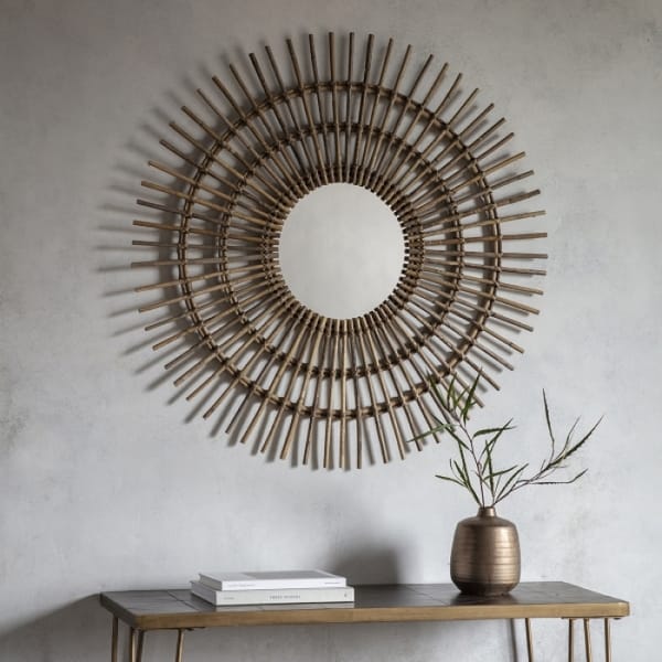 Zion Round Bamboo Wall Mirror - statemen mirror