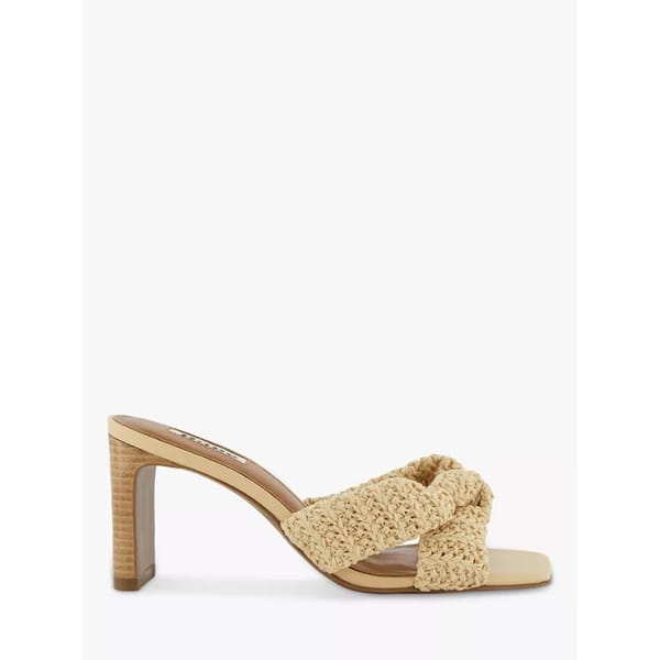 Dune Maize Raffia Mules, Beige