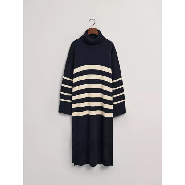 GANT Breton Knit Stripe Jumper Dress, Evening Blue - heritage brand, john lewis