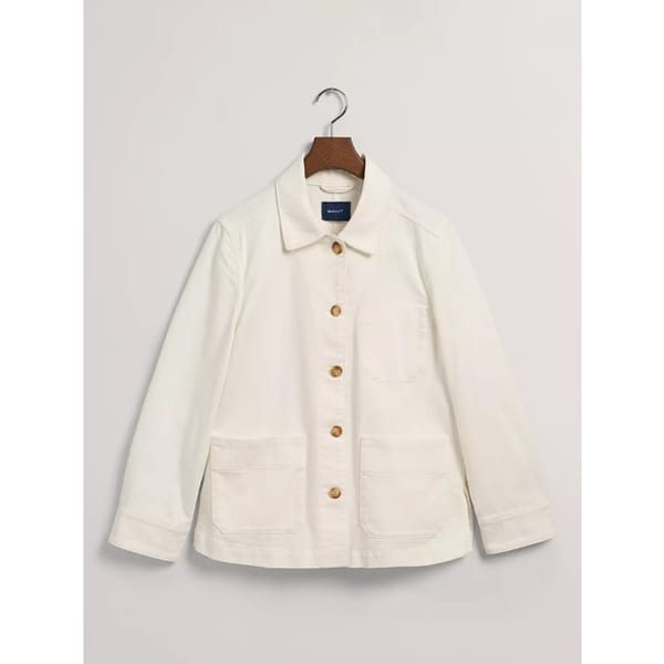 GANT Cotton Blend Twill Jacket, Eggshell - heritage brand, john lewis