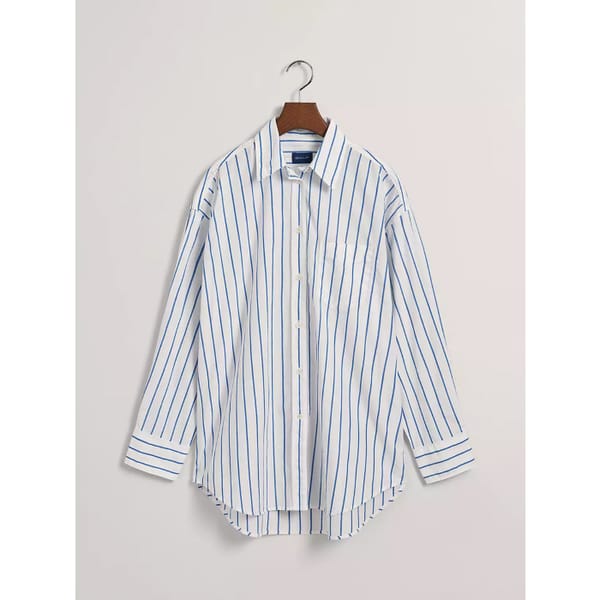 GANT Oversized Cotton Stripe Shirt, White - heritage brand, john lewis
