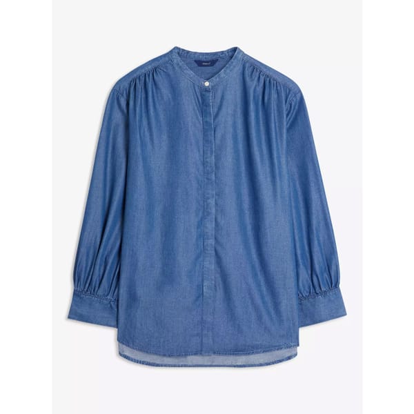 GANT Oversized Plain Lyocell Denim Shirt, Indigo - heritage brand, john lewis