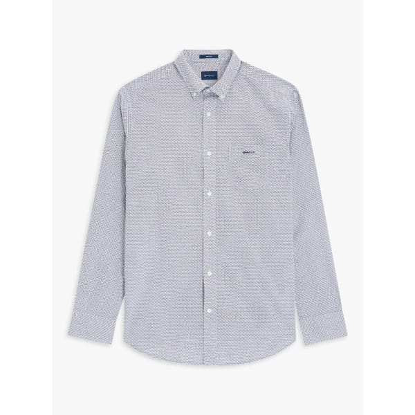 GANT Regular Fit Micro Print Shirt, 433 Evening Blue - heritage brand, john lewis